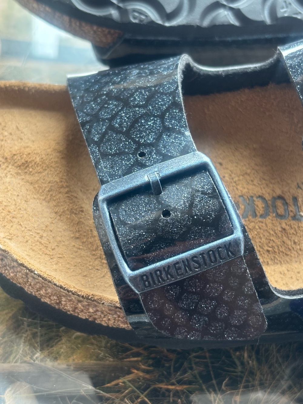 Birkenstock 💅 Arizona Blue Magic Snake Big Buckle Patent Leather Sandals Slides - Picture 4 of 6